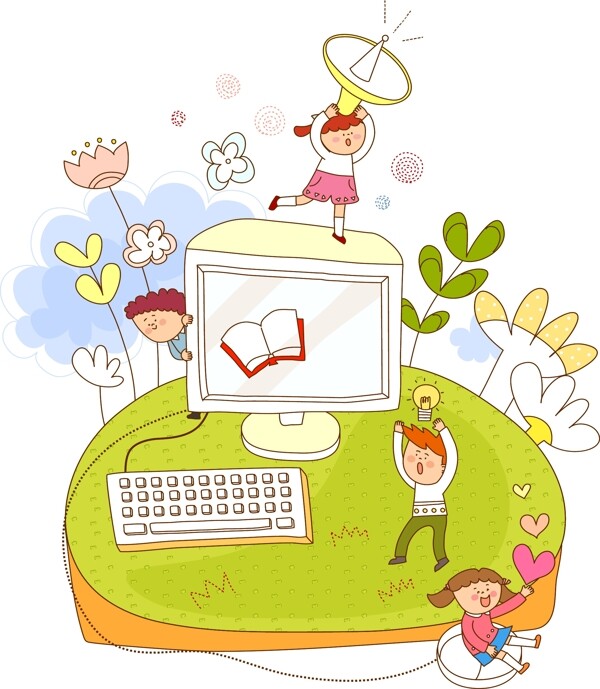 卡通儿童花卉电脑素材
