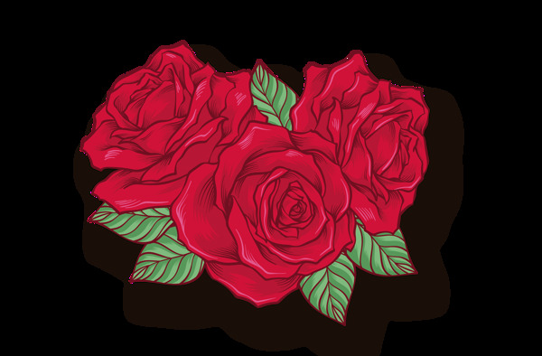 手绘卡通时尚玫瑰花装饰素材