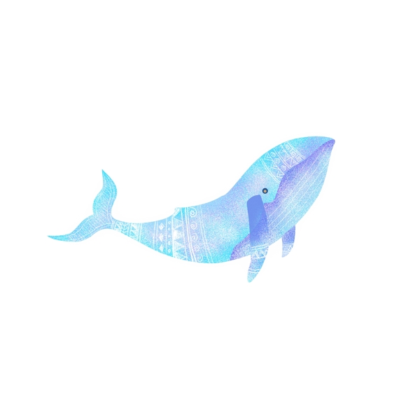 蓝色鲸鱼卡通元素