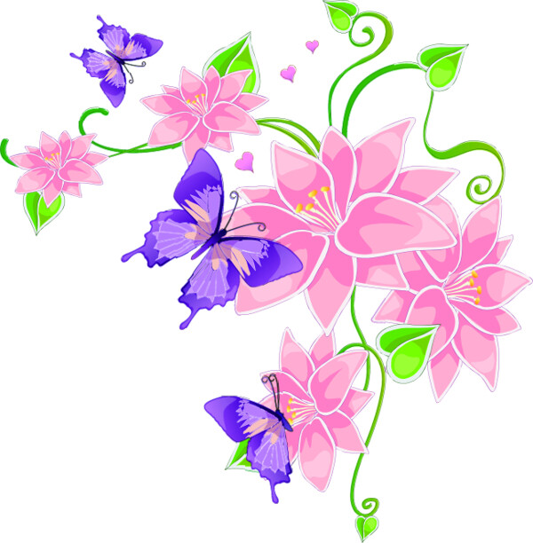 花卉蝴蝶元素图案
