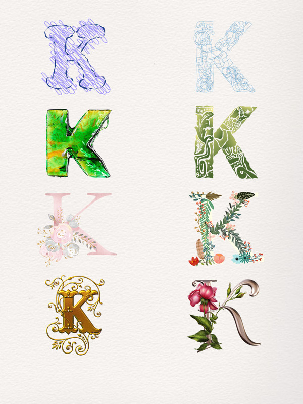 K小清新艺术字元素图标素材