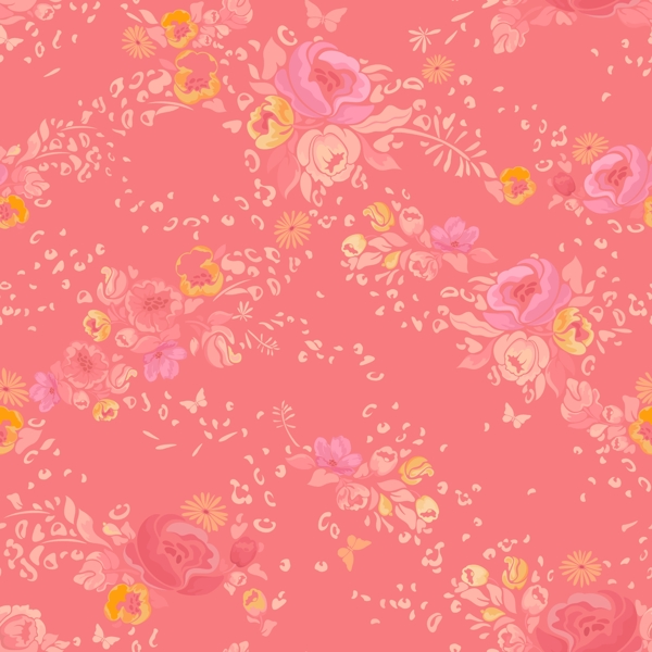 粉红色的花朵矢量无缝图案02