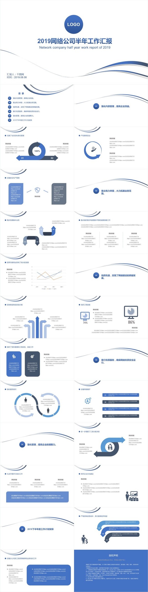 2019网络公司年中工作总结PPT模板