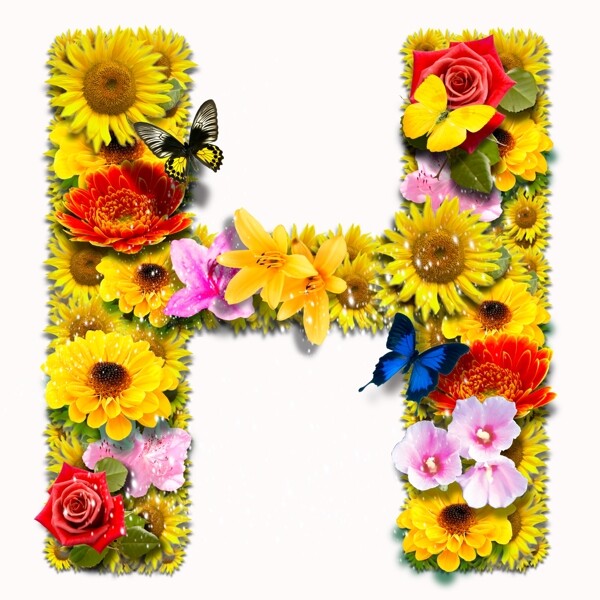 psd花朵合成字母图片