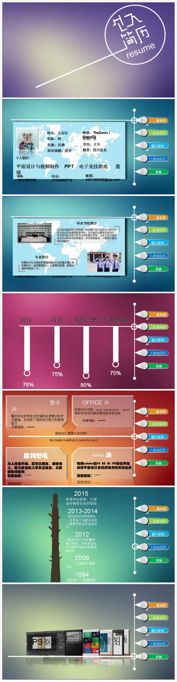 平面设计与视频制作专业2015个人简历ppt模板