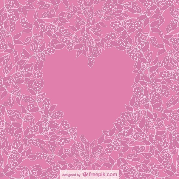 粉红色的花的背景周围的粉红色的心