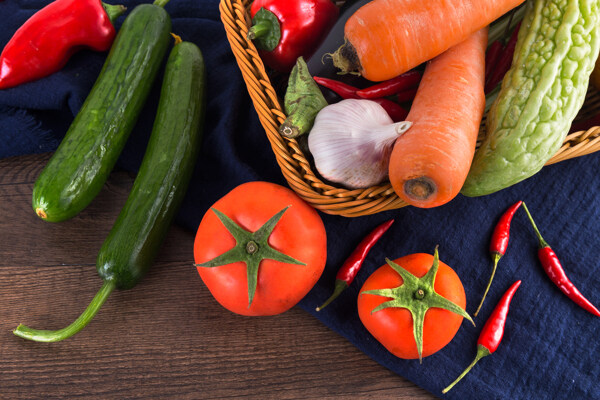 新鲜蔬菜绿色健康瓜果食材背景复