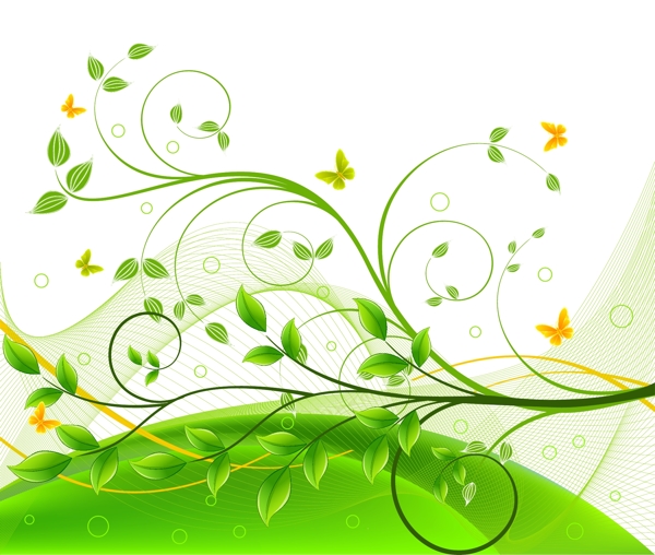 绿色植物花叶的成分设计背景图案矢量海报图