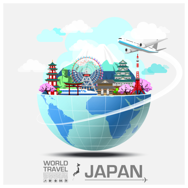 特色日本旅行建筑插画