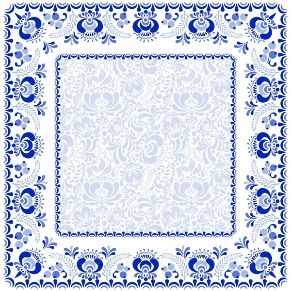 方形蓝色花纹青花纹餐具餐盘