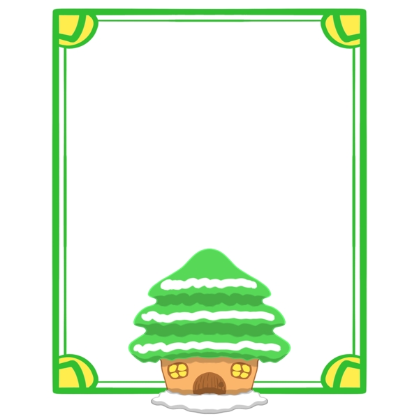 可爱绿色圣诞树边框