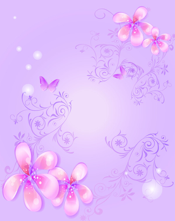 花朵蝴蝶淡紫色移门图片