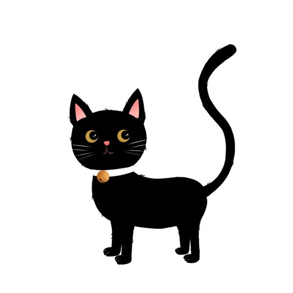卡通黑猫咪图案元素可商用