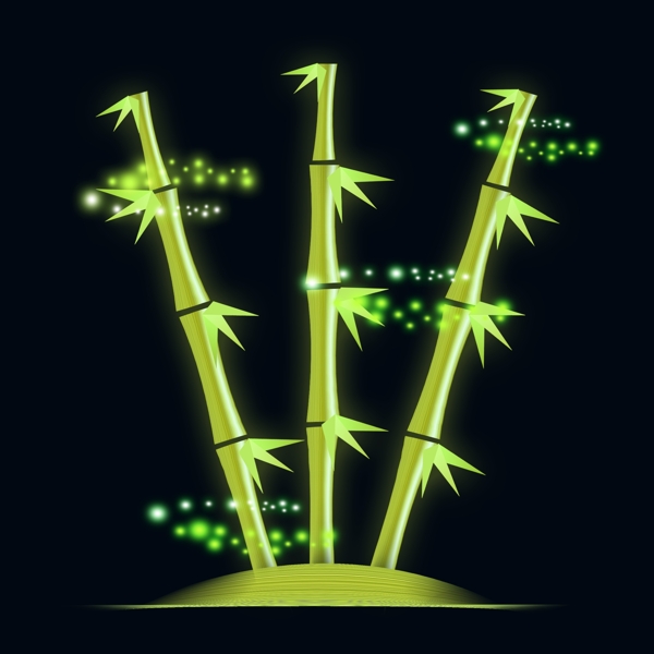 光感竹子荧光绿色简约三颗竹子光感竹产品PNG免扣