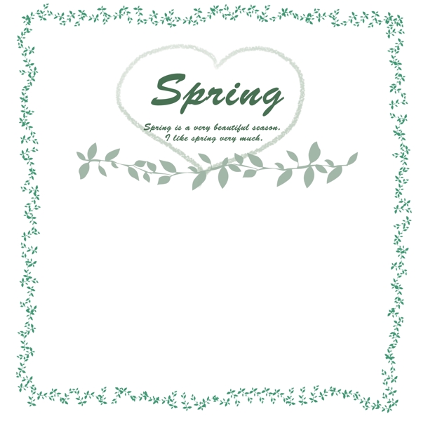 春季小清新绿色系春天手绘树叶边框PNG