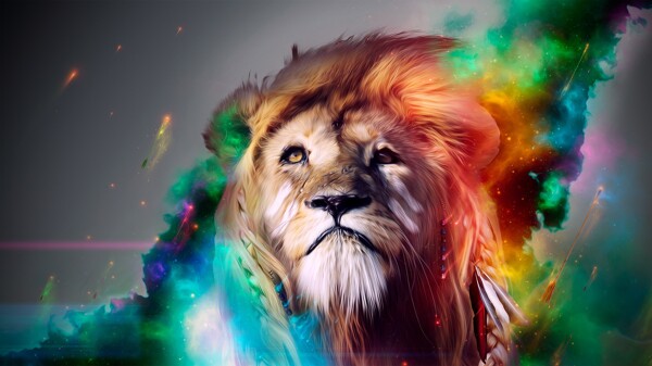 炫彩狮子背景图