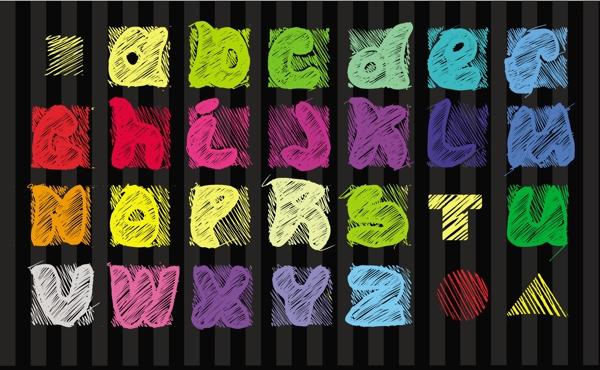 粉笔效果字母字体矢量素材