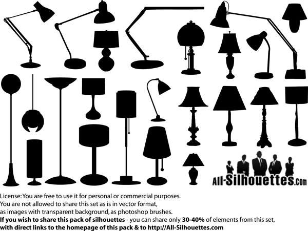 灯具剪影矢量素材图片