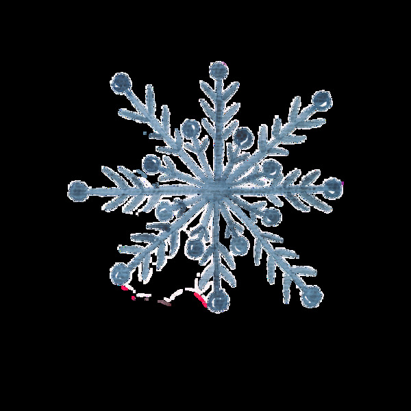 蓝色手绘雪花圣诞节透明装饰素材