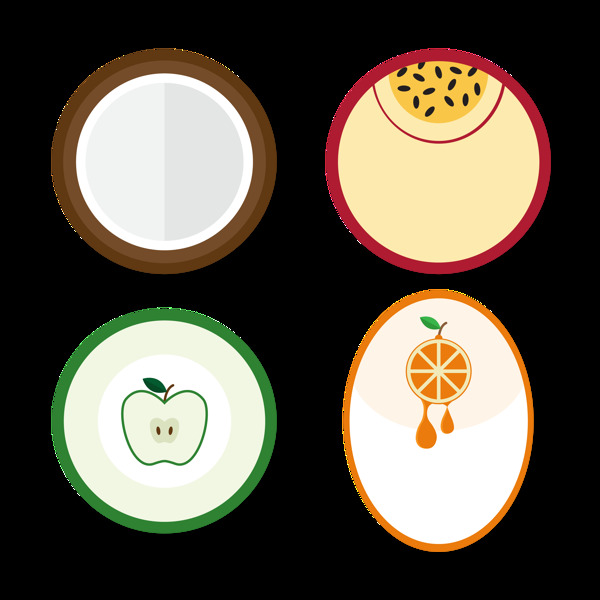 圆形椭圆水果标签图标免抠png透明素材