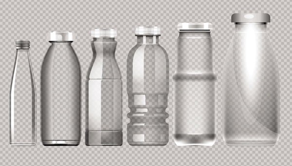 多款透明饮料瓶包装设计矢量素材