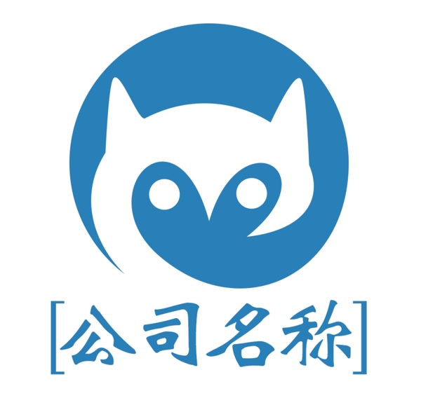 蓝色圆形抽象狐狸动物logo