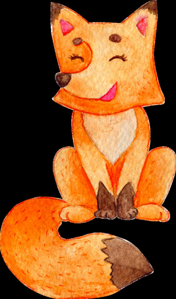 可爱微笑小狐狸透明素材