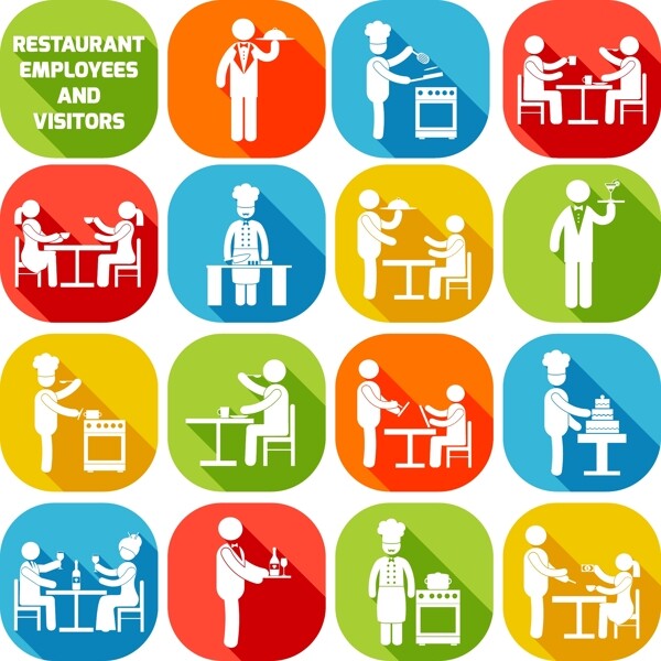 餐厅服务扁平图标