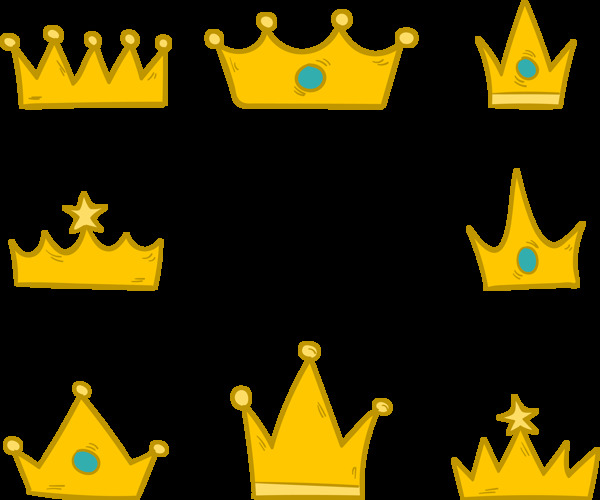 手绘金色皇冠图标免抠png透明图层素材