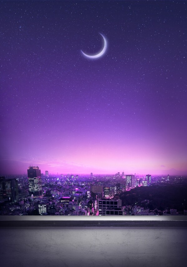 梦幻唯美紫色星空海报背景素材