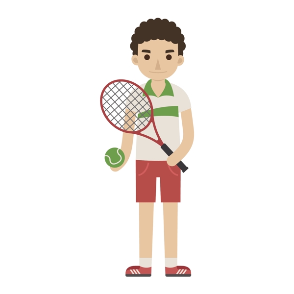 卡通网球男孩矢量素材