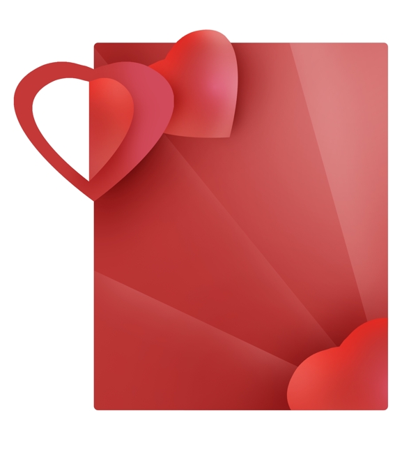 心形折纸感红色标题框