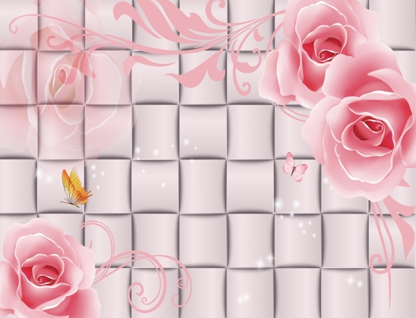 3D粉玫瑰图片