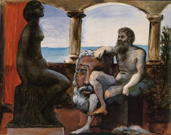 1933Lesculpteuretsastatue西班牙画家巴勃罗毕加索抽象油画人物人体油画装饰画