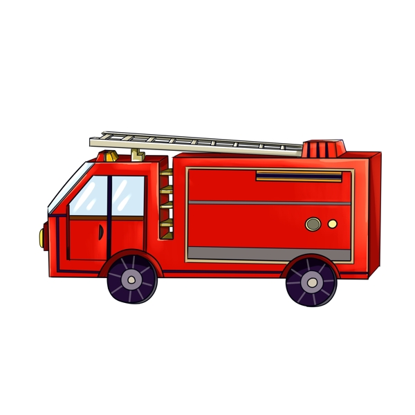 卡通手绘119消防车插画