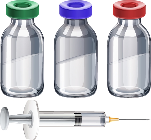白色背景下的疫苗瓶插图