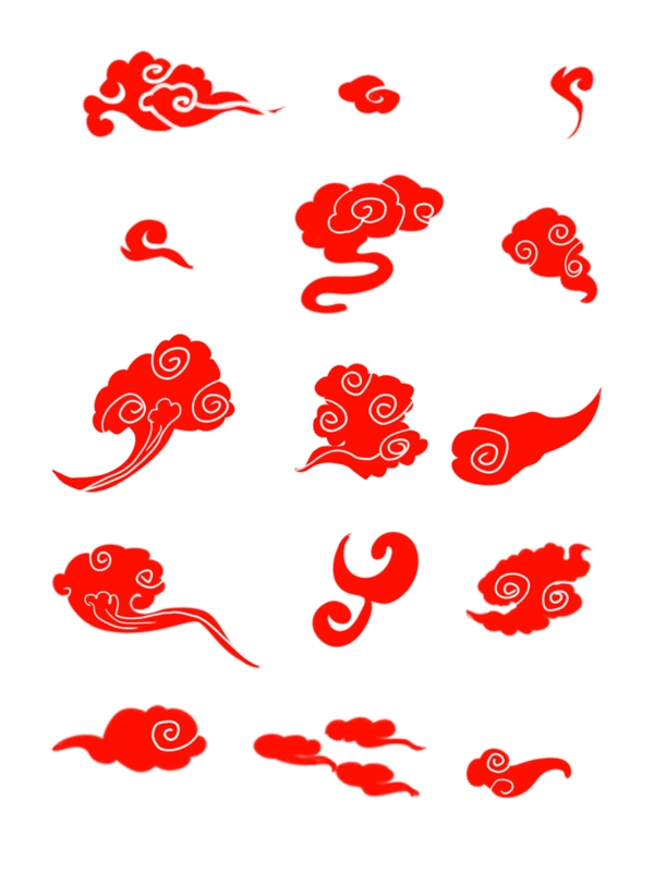 中国风创意花纹云纹古典红色祥云可商用元素