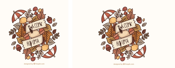 手绘秋天的组成与多姿多彩的风格