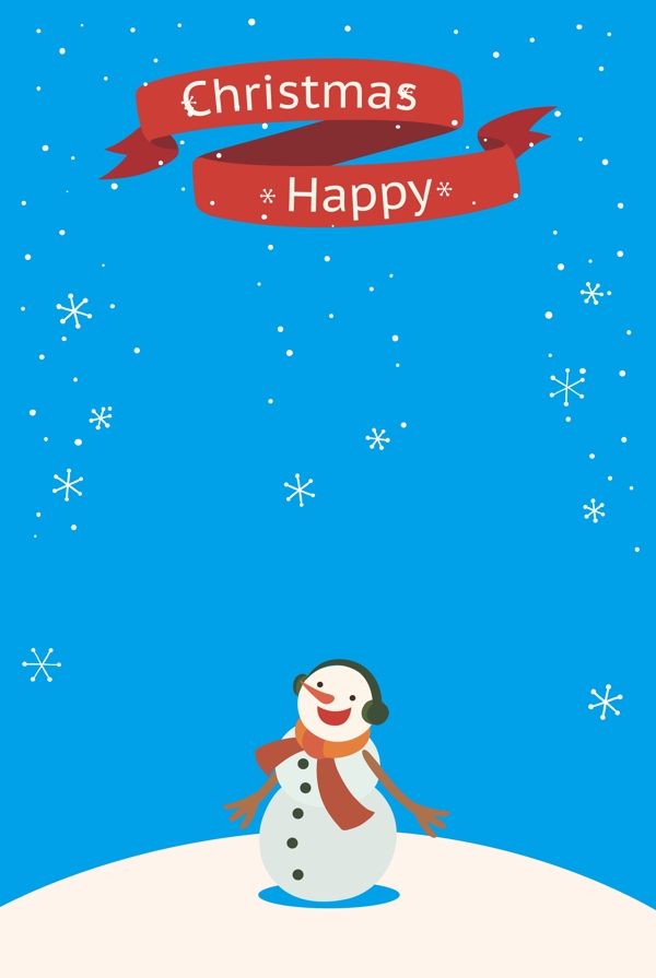 圣诞快乐雪人雪花海报背景素材