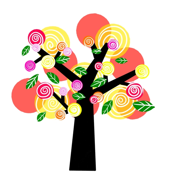 圆形糖果创意树插图