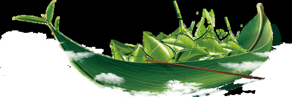 创意绿叶小船透明素材
