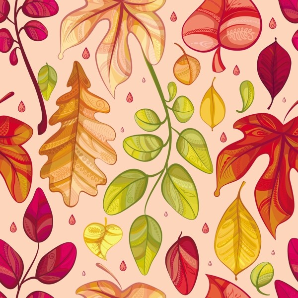手绘唯美秋季树叶背景素材