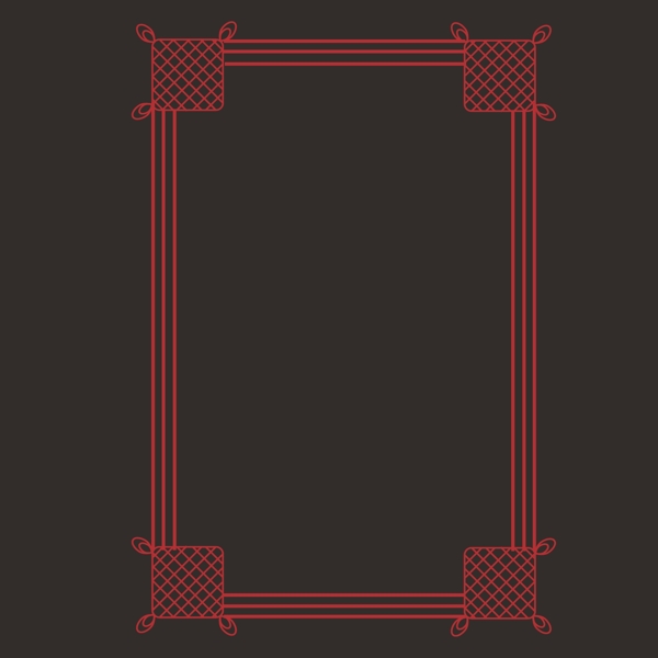 中国结红色国风边框矩形吉祥商用古风素材