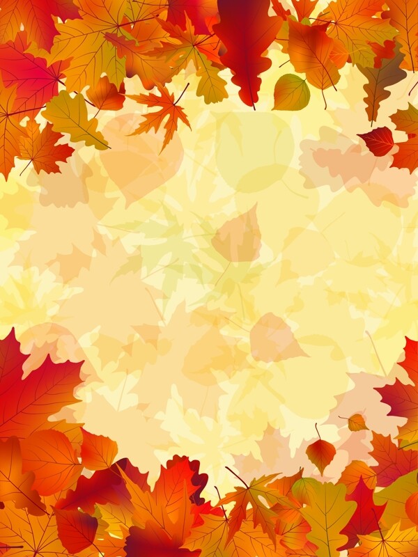 秋天树叶朦胧背景矢量素材