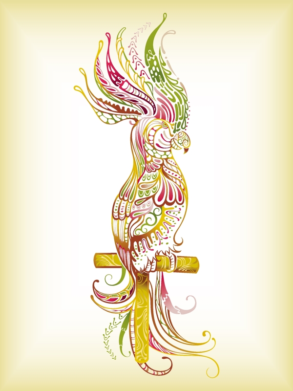 时尚线描手绘鹦鹉图片