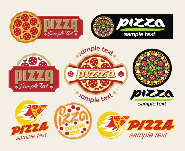 披萨标签矢量素材