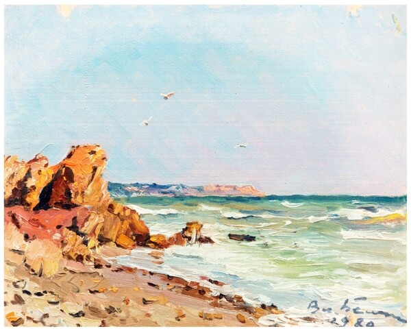 海边风景油画图片