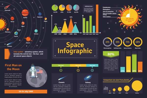 宇宙信息图表矢量素材