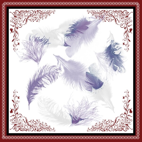 羽毛方巾花纹装饰画