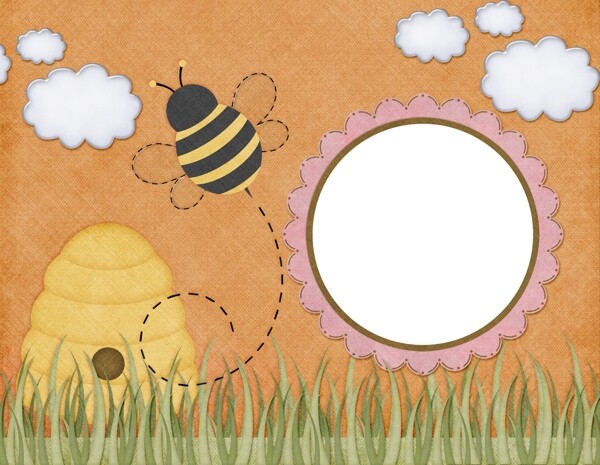 黄色小蜜蜂田野相框边框素材图片